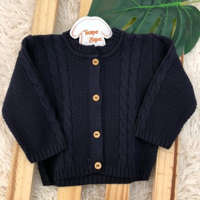   Casaco de linha Trança Azul Marinho Plix